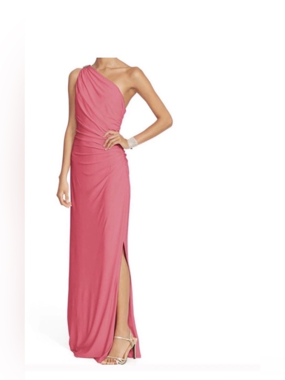 Lauren Ralph Lauren Embellished One Shoulder Jersey Column Dress Size 6.